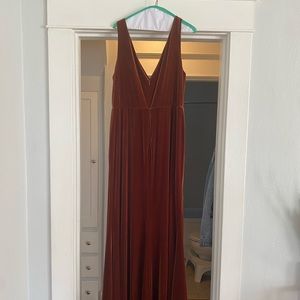 Rust Velvet Bridesmaid Dress (Revelry)